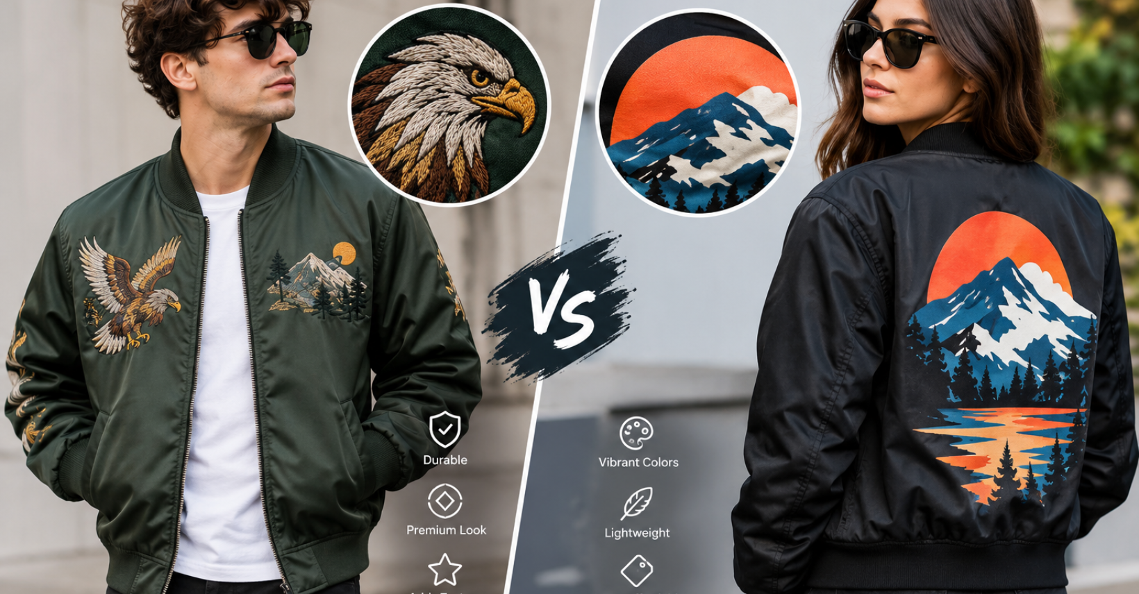 Embroidered vs Printed Bomber Jackets
